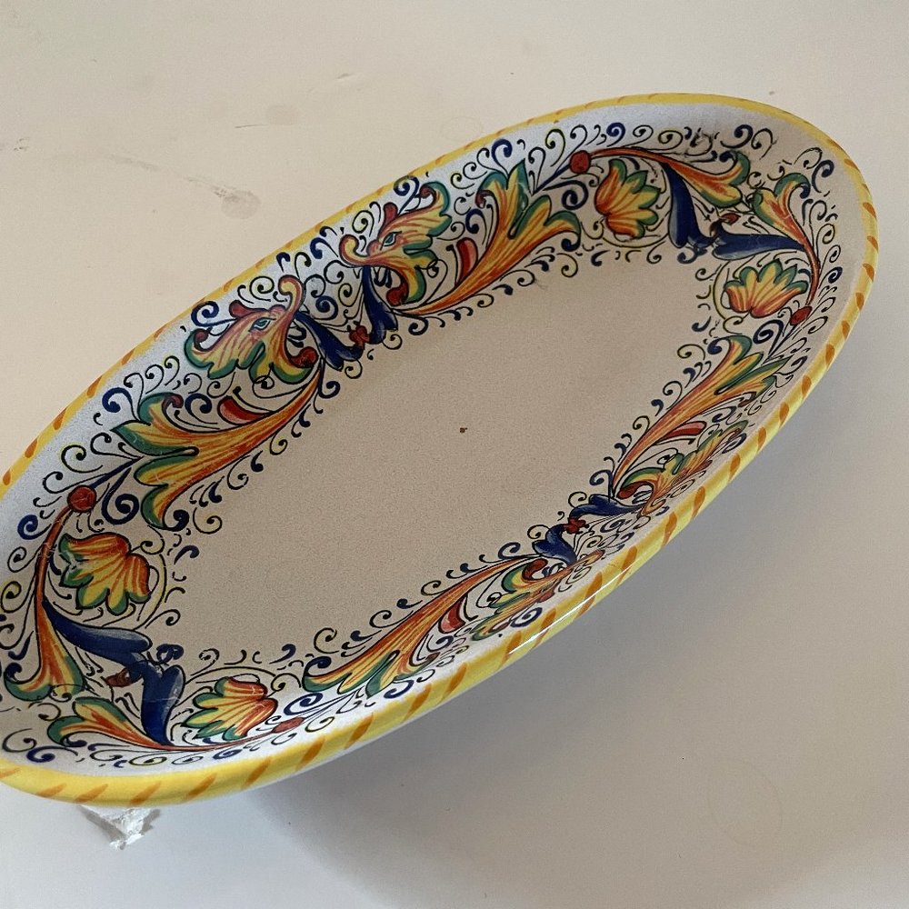 1 MERIDIANA CERAMICHE HAND PAINTED OVAL DISH BOWL PLATTER ITALY SMALL 10.7…